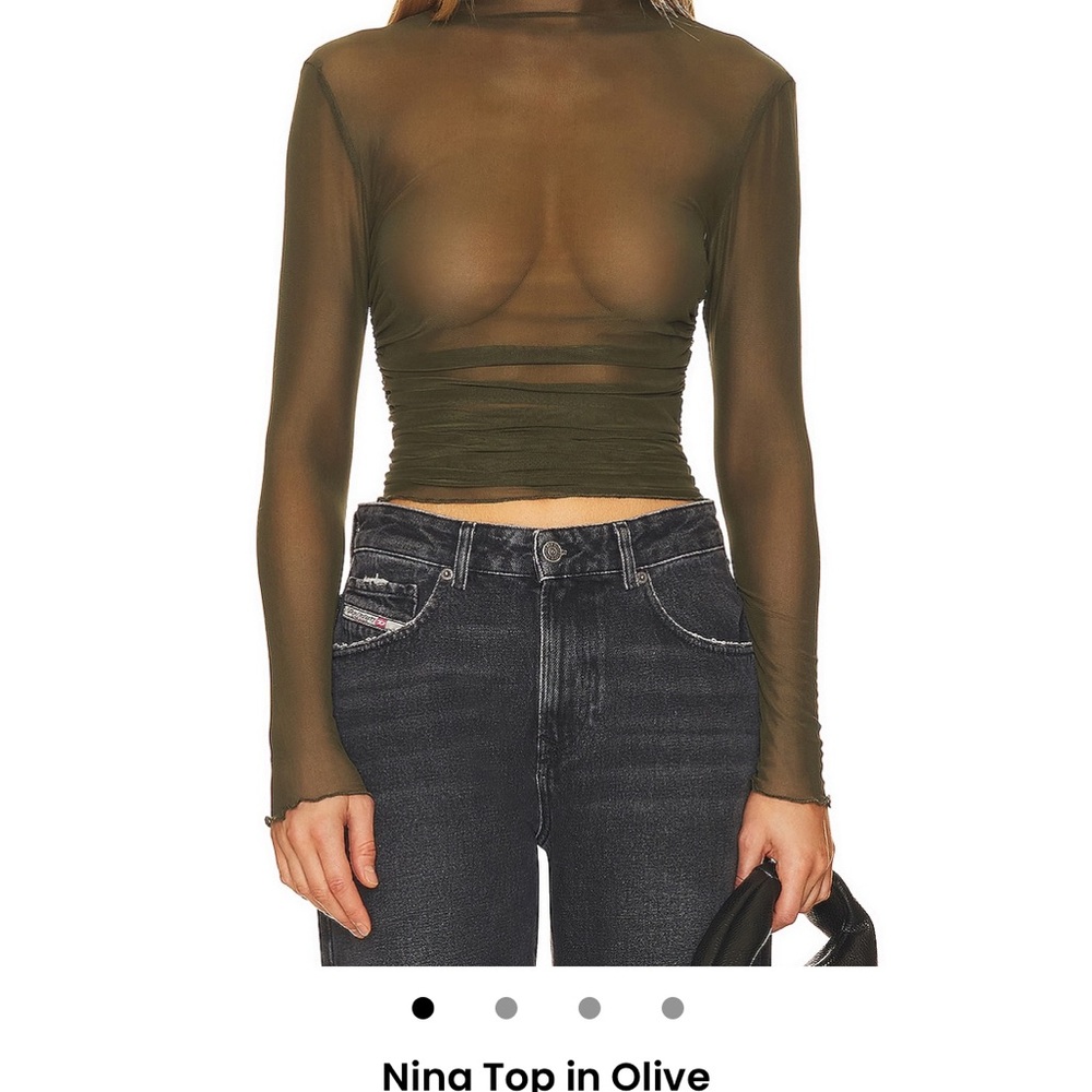 Dylan Nina sheer top in olive